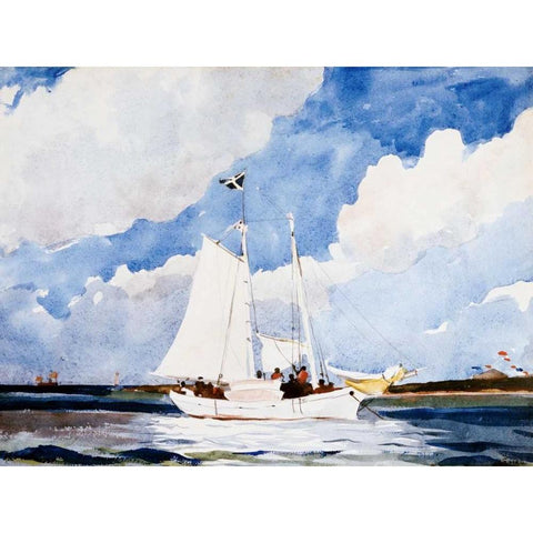 Fishing Schooner, Nassau White Modern Wood Framed Art Print by Homer, Winslow