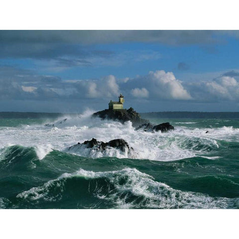 Phare de Tevennec mer d’Iroise Black Modern Wood Framed Art Print by Guichard, Jean
