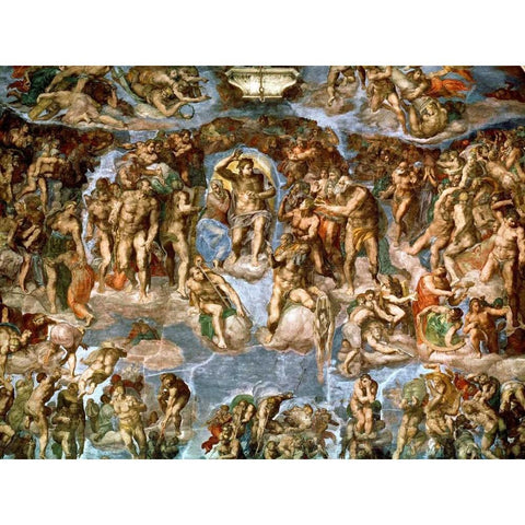 Il Giudizio Universale White Modern Wood Framed Art Print by Buonarroti, Michelangelo