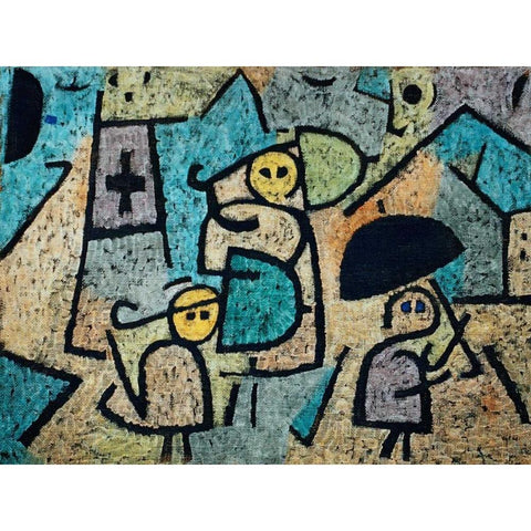 Protected Children White Modern Wood Framed Art Print by Klee, Paul