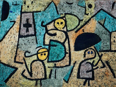 Protected Children White Modern Wood Framed Art Print with Double Matting by Klee, Paul