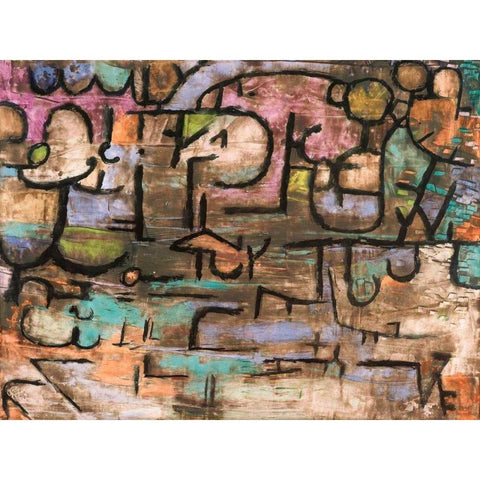 After the Flood Black Modern Wood Framed Art Print by Klee, Paul