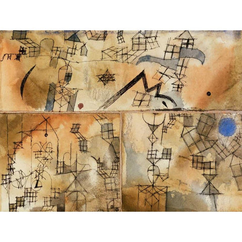 Three-Part Composition Black Modern Wood Framed Art Print by Klee, Paul