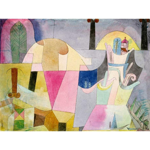 Black Columns in a Landscape Black Modern Wood Framed Art Print with Double Matting by Klee, Paul
