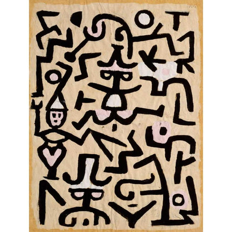 Comedians Handbill Black Modern Wood Framed Art Print with Double Matting by Klee, Paul