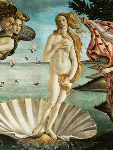 La nascita di Venere (detail) Black Ornate Wood Framed Art Print with Double Matting by Botticelli, Sandro
