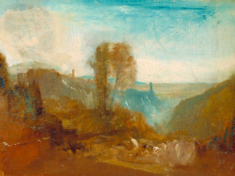Tivoli - the Cascatelle White Modern Wood Framed Art Print with Double Matting by Turner, William