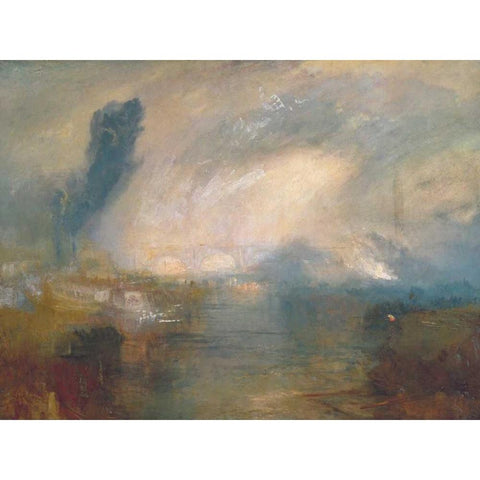 The Thames above Waterloo Bridge Gold Ornate Wood Framed Art Print with Double Matting by Turner, William