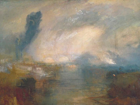 The Thames above Waterloo Bridge Black Ornate Wood Framed Art Print with Double Matting by Turner, William