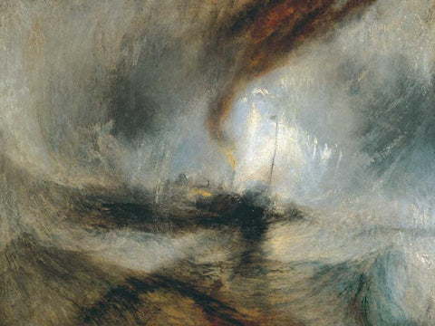 Snow Storm - Steam Boat off a Harbours Mouth White Modern Wood Framed Art Print with Double Matting by Turner, William