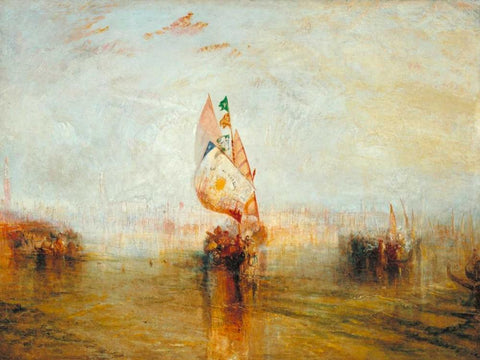 The Sun of Venice going to Sea White Modern Wood Framed Art Print with Double Matting by Turner, William