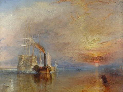 The Fighting Temeraire Black Ornate Wood Framed Art Print with Double Matting by Turner, William