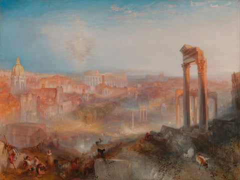 Modern Rome, Campo Vaccino White Modern Wood Framed Art Print with Double Matting by Turner, William