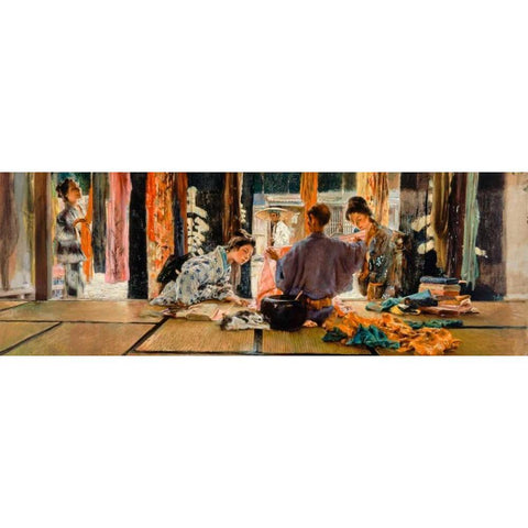 The Silk Merchant White Modern Wood Framed Art Print by Blum, Robert Frederick