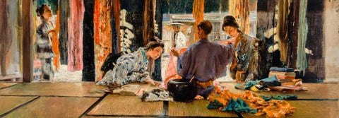 The Silk Merchant Black Ornate Wood Framed Art Print with Double Matting by Blum, Robert Frederick