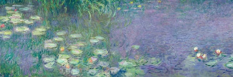 Morning I White Modern Wood Framed Art Print with Double Matting by Monet, Claude