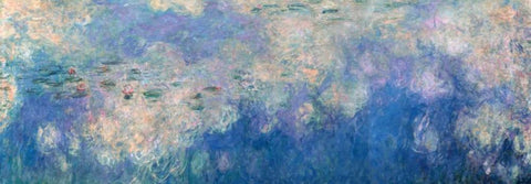 Waterlilies- The Clouds White Modern Wood Framed Art Print with Double Matting by Monet, Claude