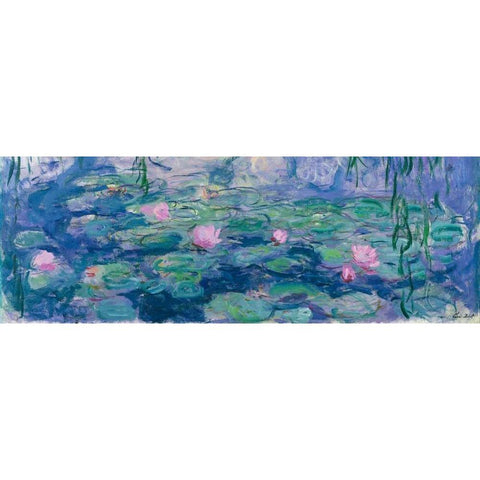Waterlilies Gold Ornate Wood Framed Art Print with Double Matting by Monet, Claude