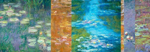 Waterlilies II White Modern Wood Framed Art Print with Double Matting by Monet, Claude