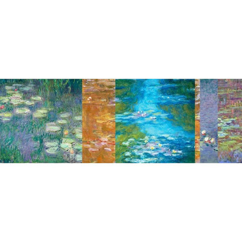 Waterlilies II Gold Ornate Wood Framed Art Print with Double Matting by Monet, Claude