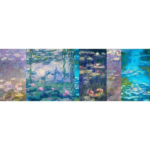 Waterlilies I Gold Ornate Wood Framed Art Print with Double Matting by Monet, Claude