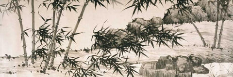 Bamboo under Spring Rain White Modern Wood Framed Art Print with Double Matting by Chang, Xia