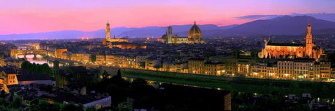 Florence at night White Modern Wood Framed Art Print with Double Matting by Ratsenskiy, Vadim
