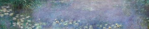 The Water Lilies - Morning White Modern Wood Framed Art Print with Double Matting by Monet, Claude