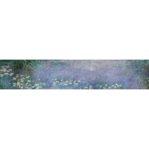 The Water Lilies - Morning Black Modern Wood Framed Art Print with Double Matting by Monet, Claude