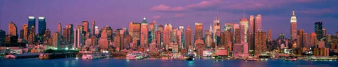 Manhattan Skyline NYC White Modern Wood Framed Art Print with Double Matting by Berenholtz, Richard
