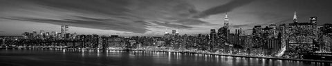 Manhattan Dusk White Modern Wood Framed Art Print with Double Matting by Berenholtz, Richard