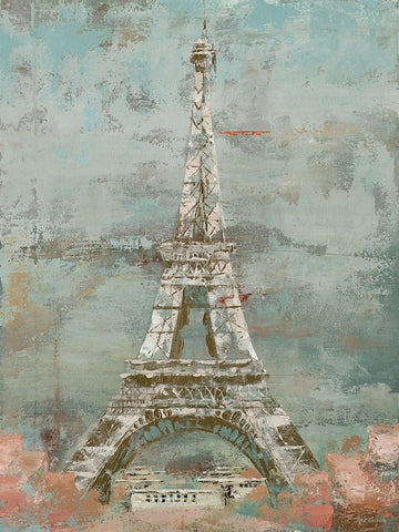 La Tour Eiffel White Modern Wood Framed Art Print with Double Matting by Cusson, Marie Elaine