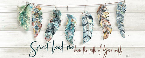 Tribal Feathers Sign White Modern Wood Framed Art Print with Double Matting by Tre Sorelle Studios