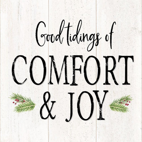 Peaceful Christmas II-Comfort and Joy black text Black Modern Wood Framed Art Print with Double Matting by Reed, Tara