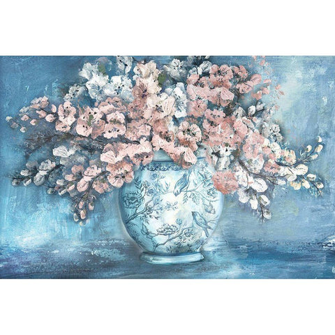 Cherry Blossoms in Chinoiserie Ginger Jar White Modern Wood Framed Art Print by Tre Sorelle Studios