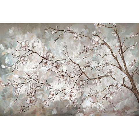 Magnolia Branches Neutral landscape White Modern Wood Framed Art Print by Tre Sorelle Studios