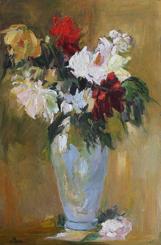 Flower Power Vase White Modern Wood Framed Art Print with Double Matting by Fine, Alexi