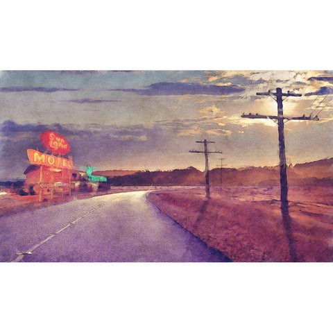 Last Motel Black Modern Wood Framed Art Print with Double Matting by Bay, Noah