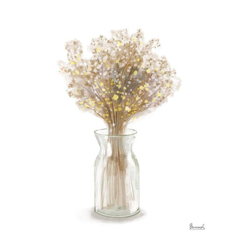 Dried Flower yellow II Black Modern Wood Framed Art Print with Double Matting by Bannarot