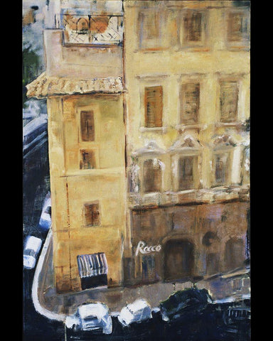 Italian Street Corner Black Ornate Wood Framed Art Print with Double Matting by Marie, Susanne