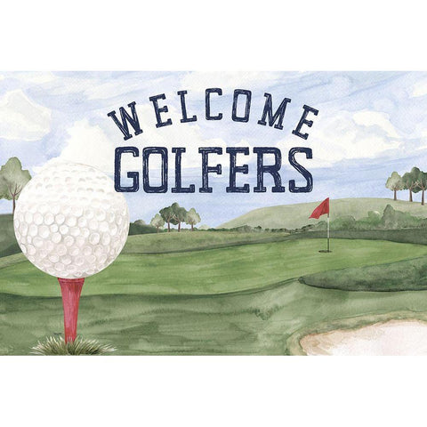 Golf Days neutral landscape I-Welcome Black Modern Wood Framed Art Print by Reed, Tara