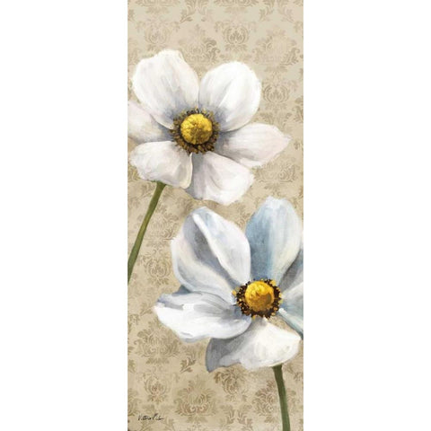 Winter White Poppies Panel I White Modern Wood Framed Art Print by Milan, Vittorio