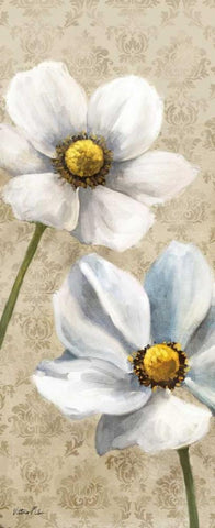 Winter White Poppies Panel I Black Ornate Wood Framed Art Print with Double Matting by Milan, Vittorio
