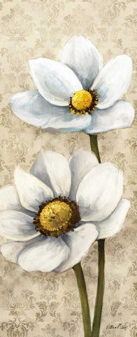 Winter White Poppies Panel II White Modern Wood Framed Art Print with Double Matting by Milan, Vittorio