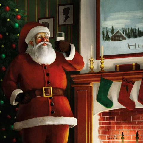 Christmas Eve Santa White Modern Wood Framed Art Print by Milan, Vittorio