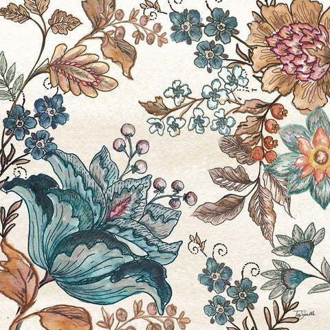 Garden Vines II on White White Modern Wood Framed Art Print with Double Matting by Tre Sorelle Studios