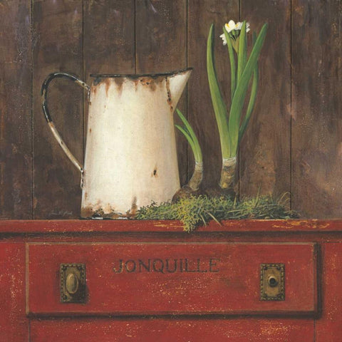 Jonquille White Modern Wood Framed Art Print by Fisk, Arnie