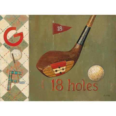 18 Holes Black Modern Wood Framed Art Print by Fisk, Arnie