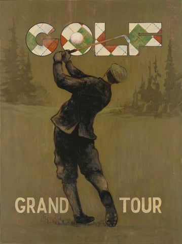 Grand Tour golf Black Ornate Wood Framed Art Print with Double Matting by Fisk, Arnie