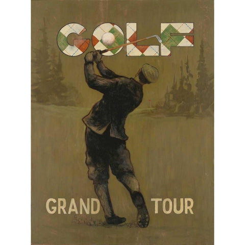 Grand Tour golf Black Modern Wood Framed Art Print by Fisk, Arnie